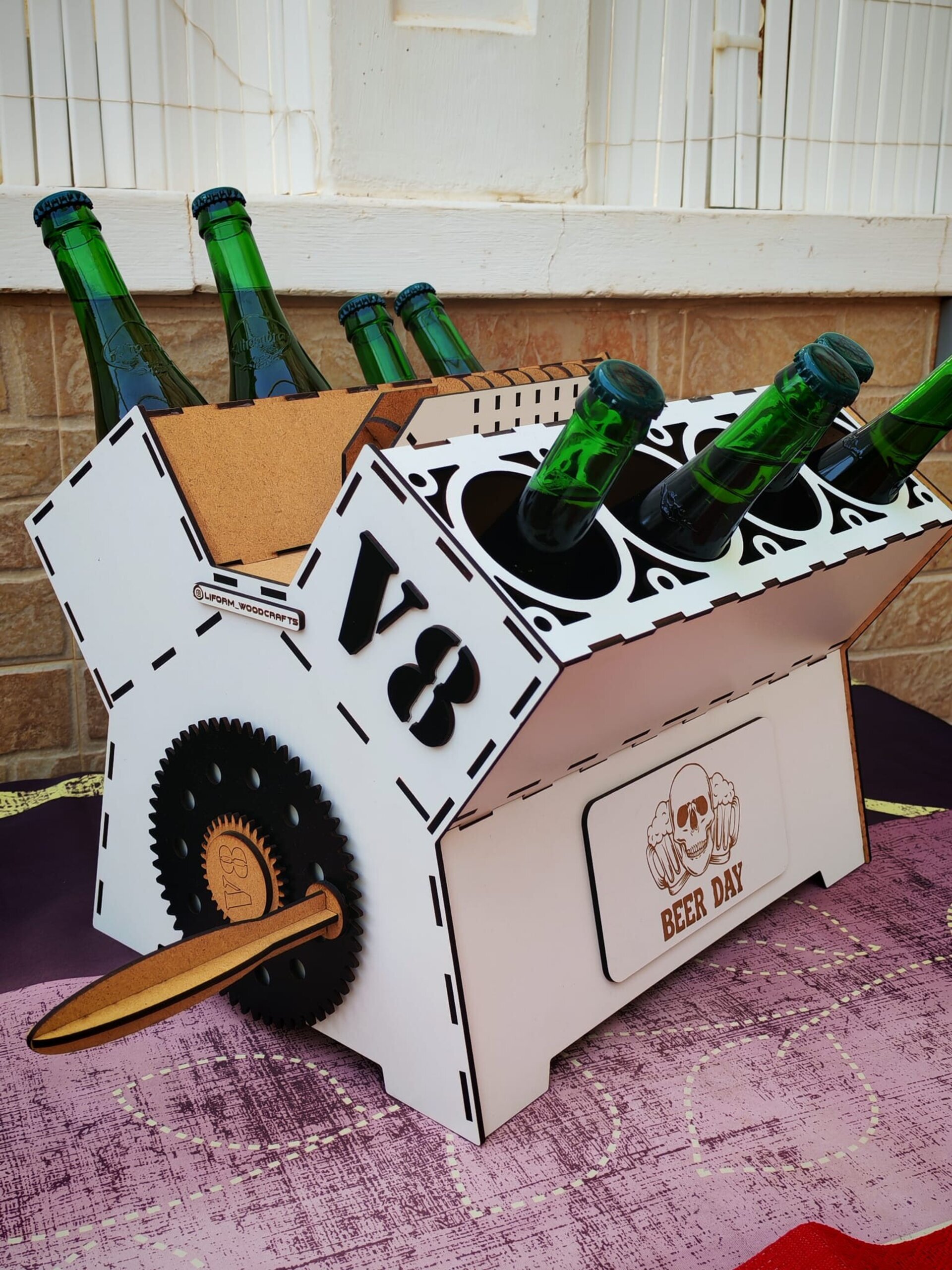 Soporte de madera V8 para botellas - 2