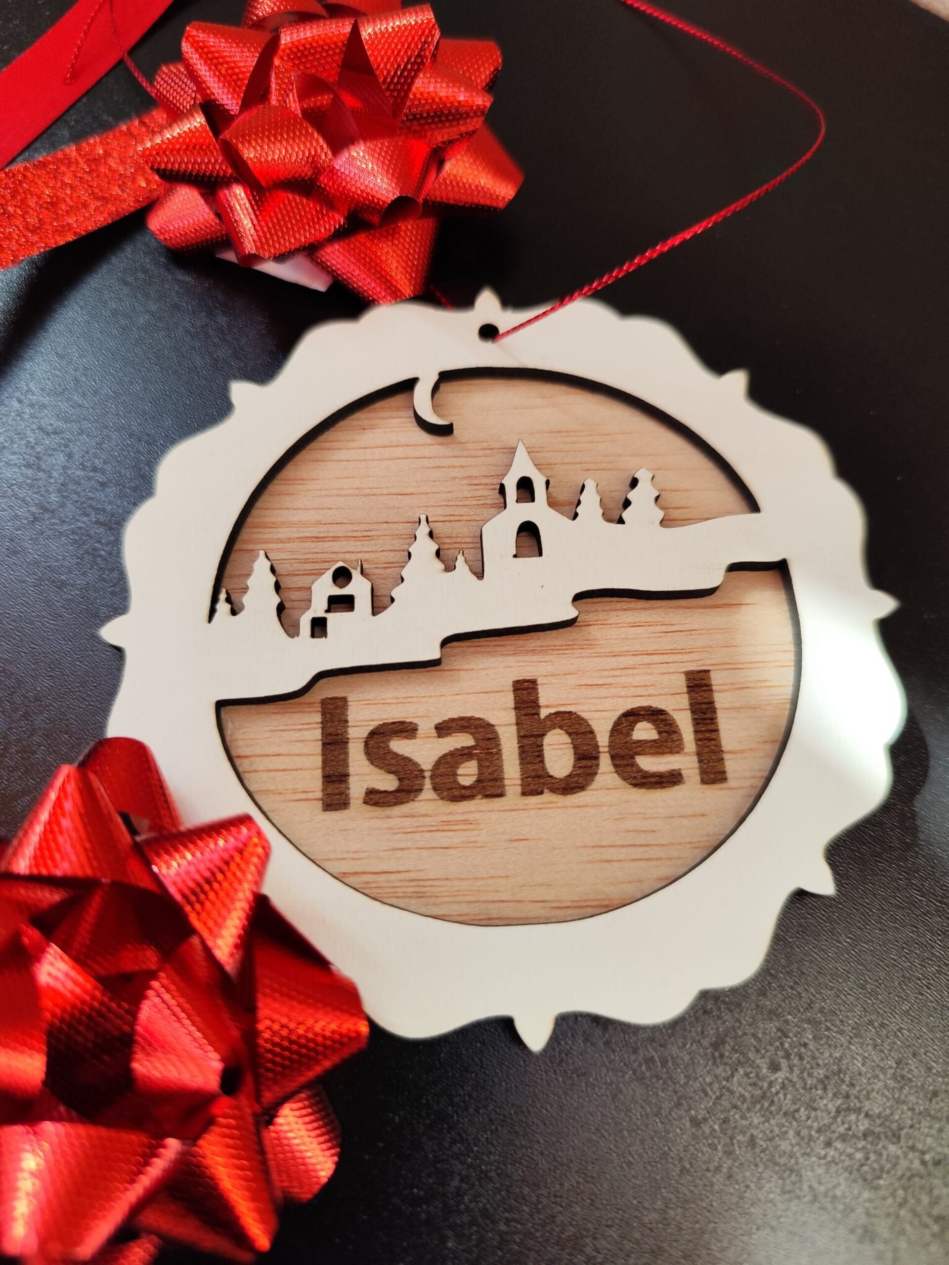 Bola de Navidad de Madera Blanca Personalizada - 6