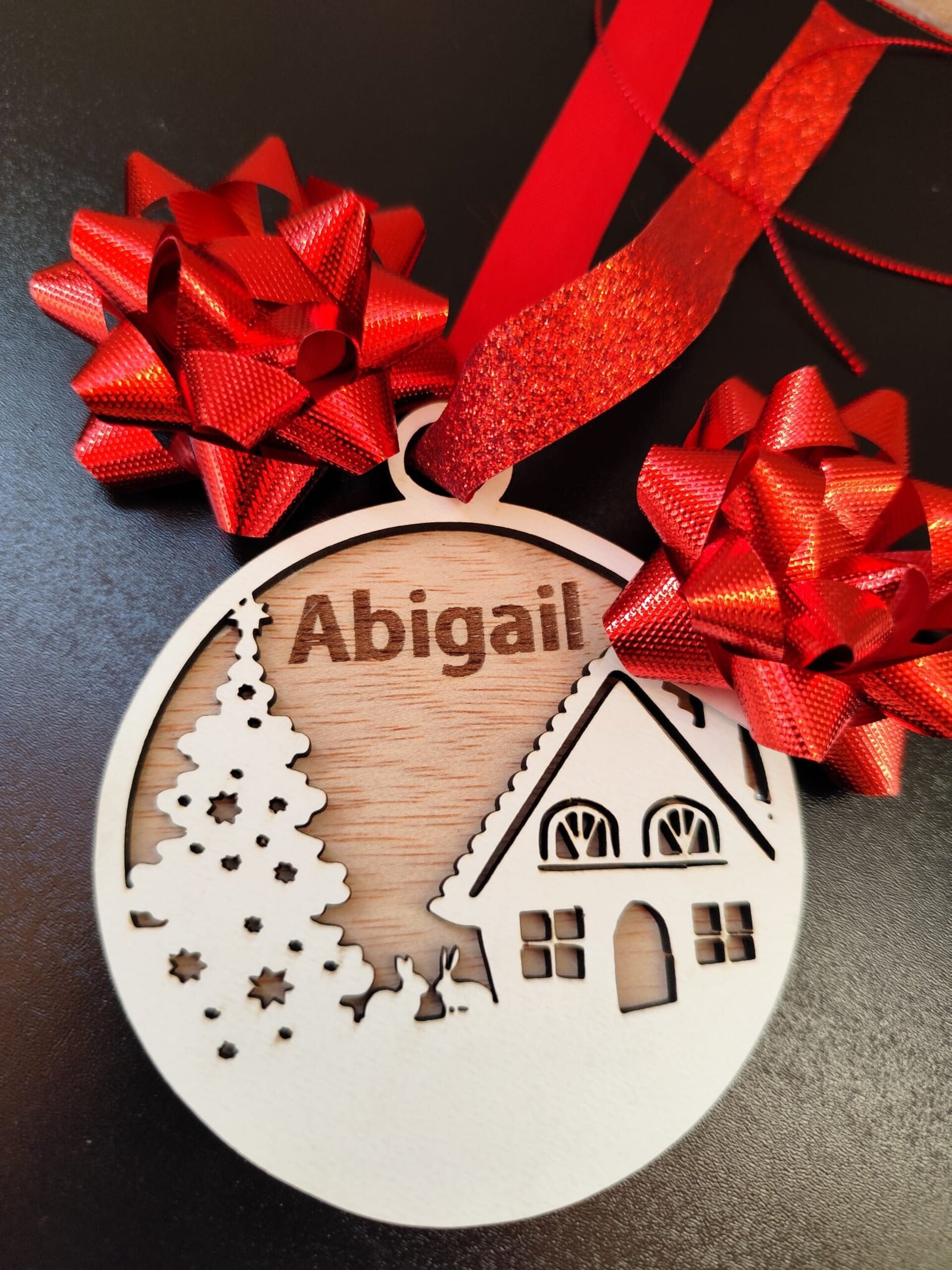 Bola de Navidad de Madera Blanca Personalizada - 7