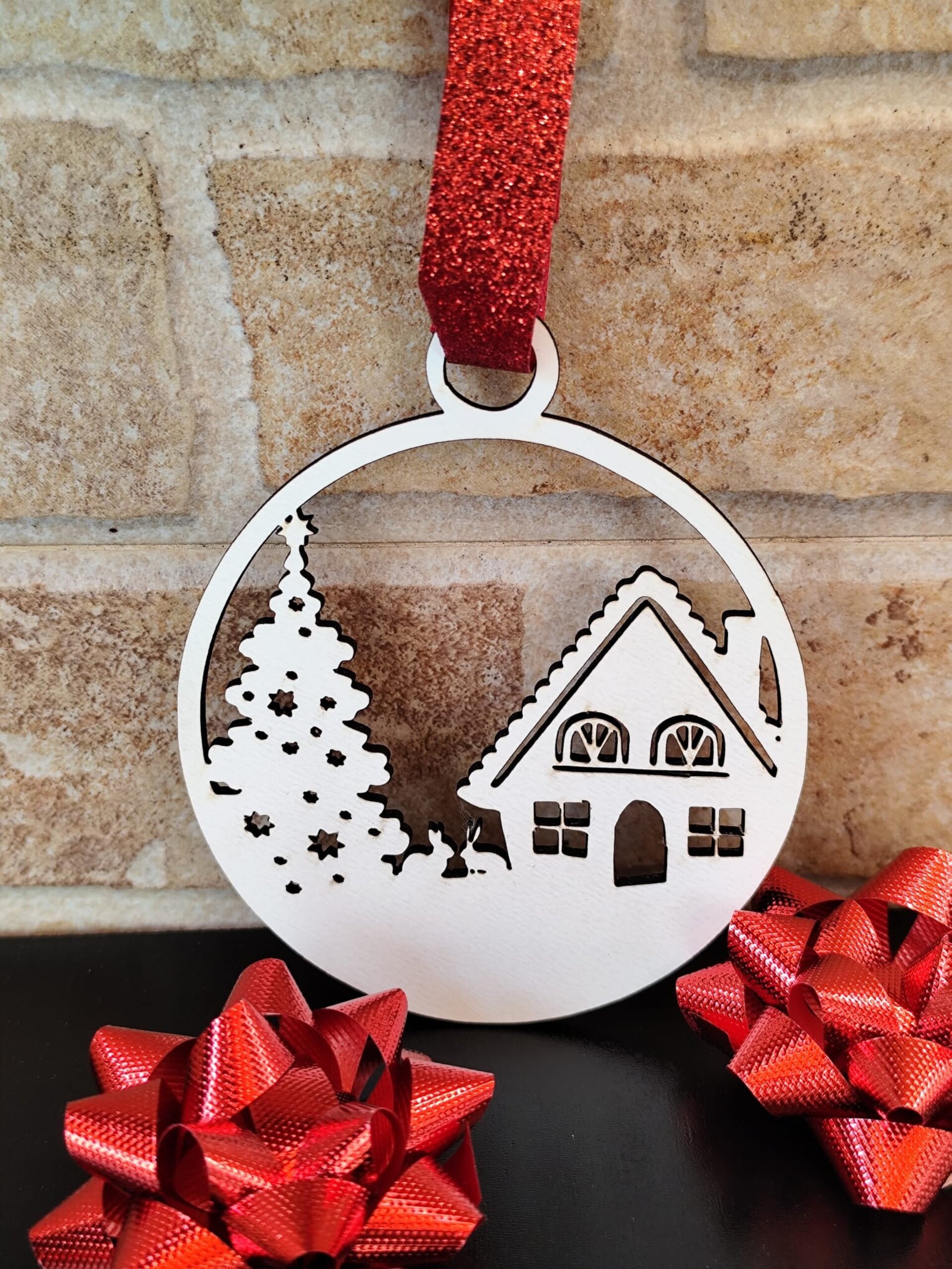 Bola de Navidad de Madera Blanca Personalizada - 4