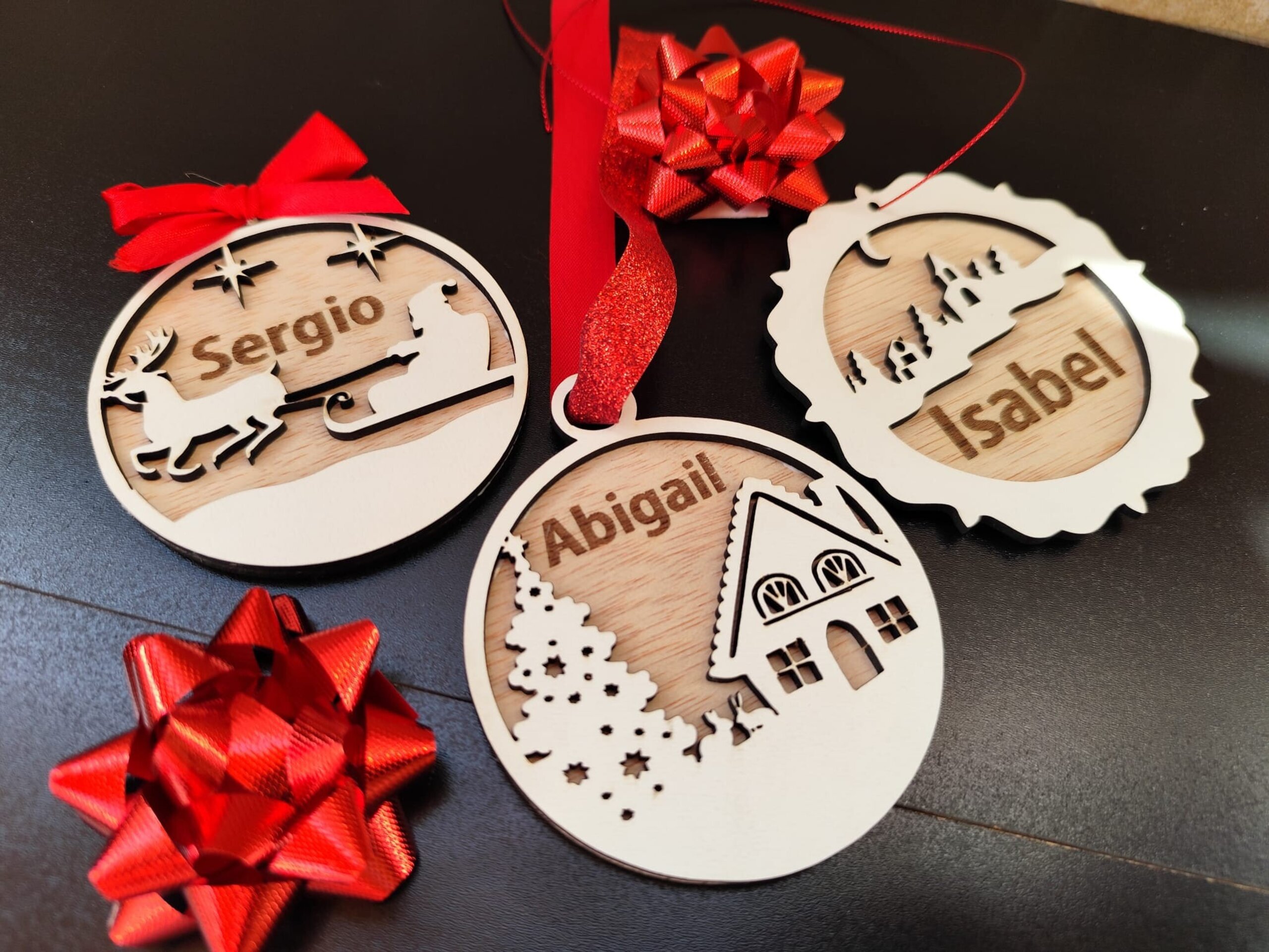 Bola de Navidad de Madera Blanca Personalizada - 5