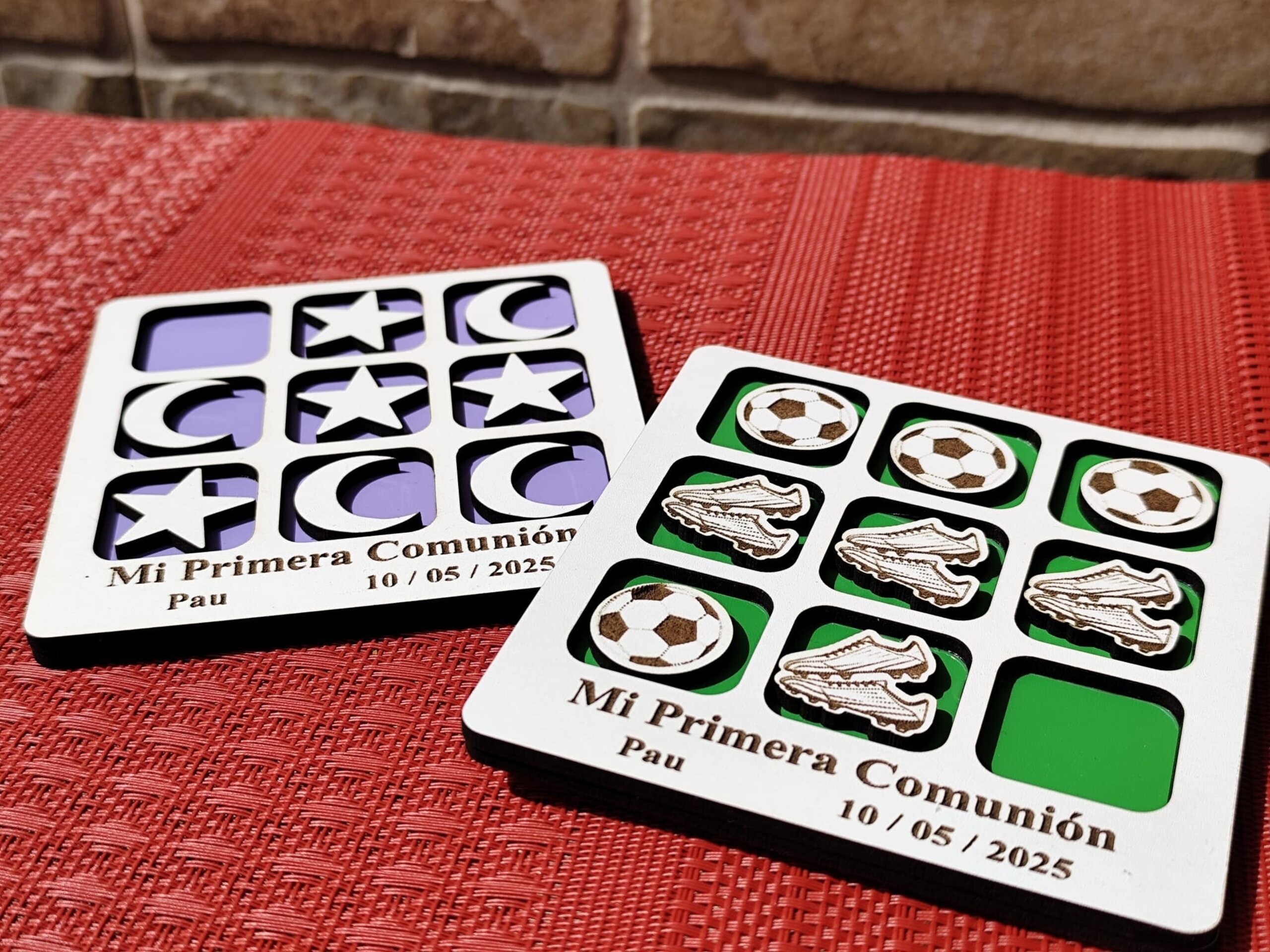 Juego 3 en raya de madera personalizado para comunión - 1