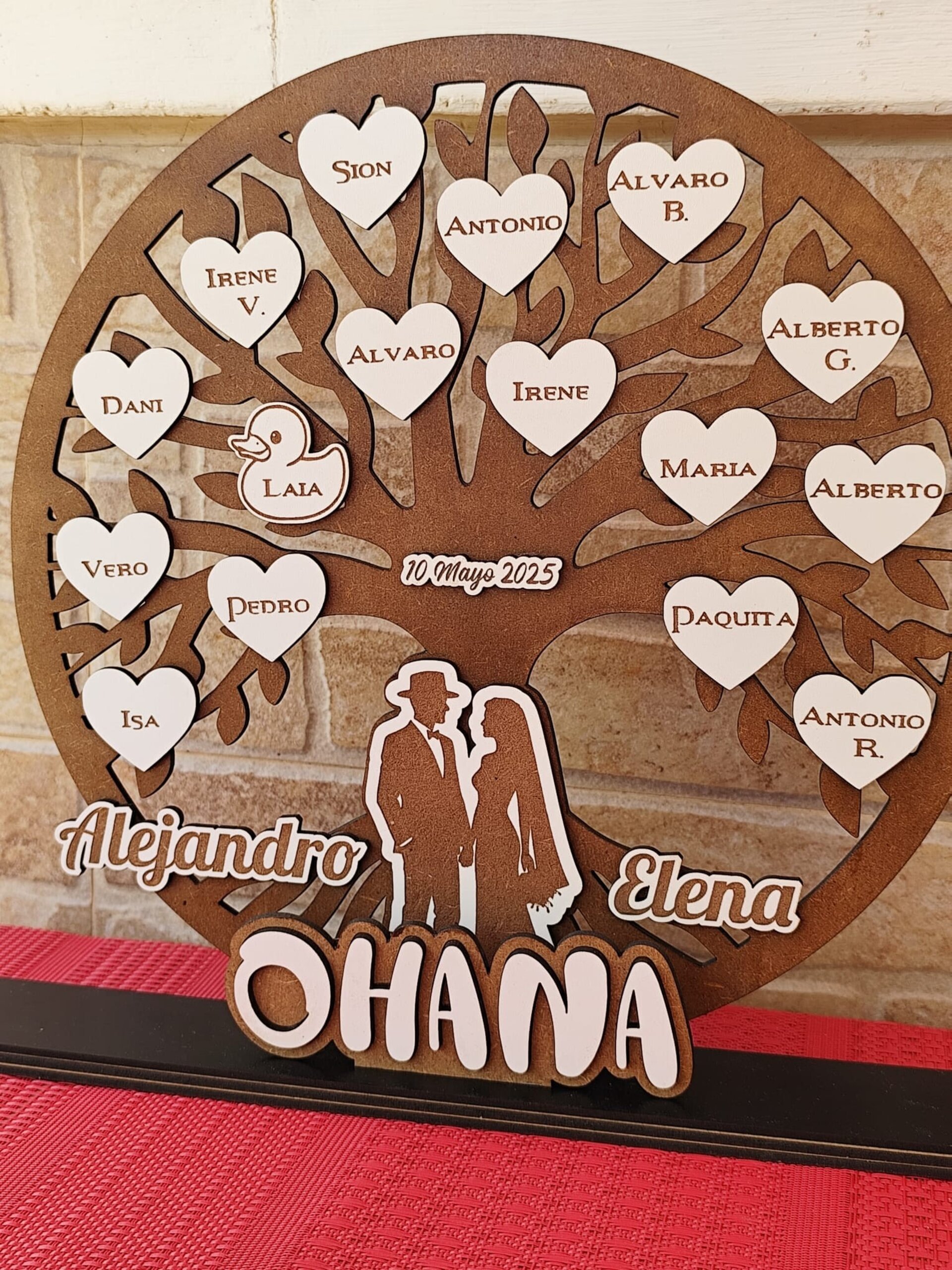 Árbol genealógico de madera personalizado con nombres - 1